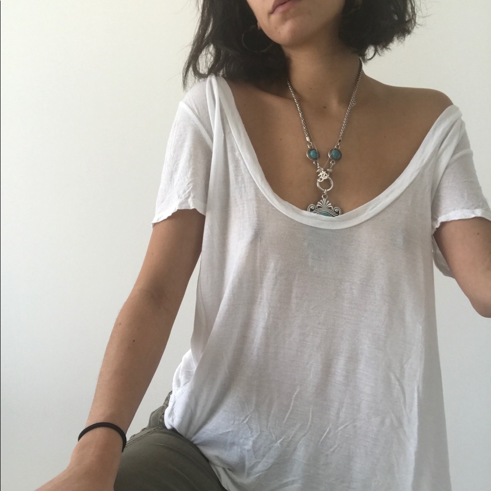 white low cut top
